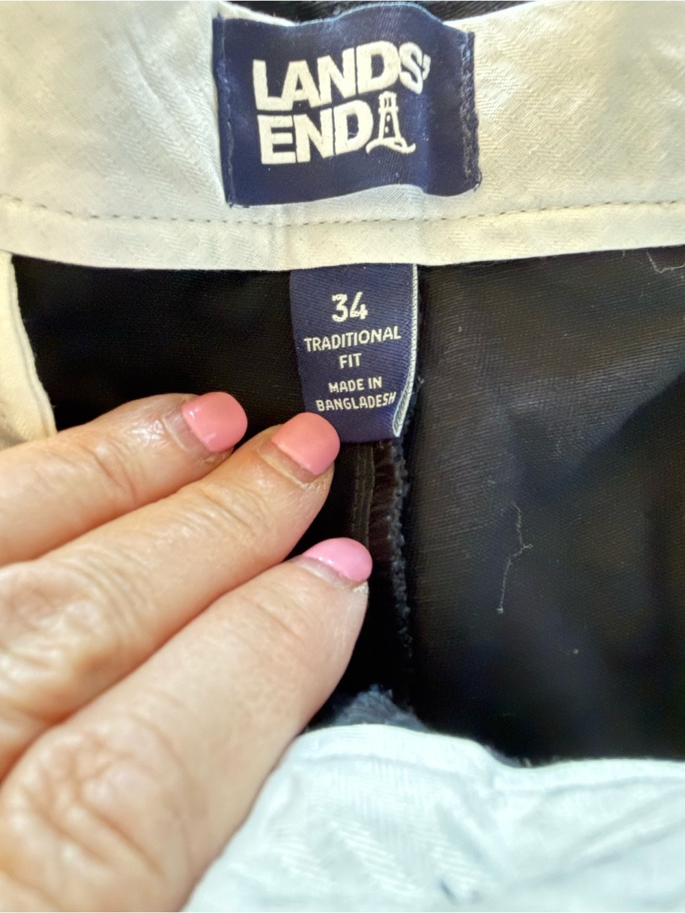 Lands End Mens Navy Pleated Dress Pants - Picture 3 of 5